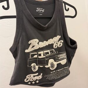 PacSun Ford Bronco 66 Black Crop Tank Top